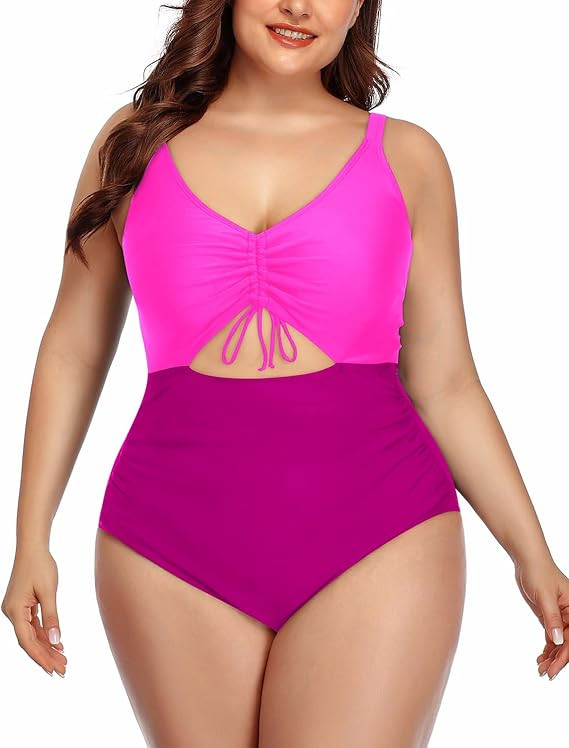 Daci Women Plus Size Cutout One Piece Swimsuits Tummy Control Bathing Suits V Neck Monokini Swimw... | Amazon (US)
