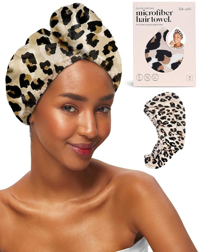 Kitsch Microfiber Hair Towel Wrap for Women - Microfiber Towel, Super Absorbent, Quick Dry, Anti-... | Amazon (US)