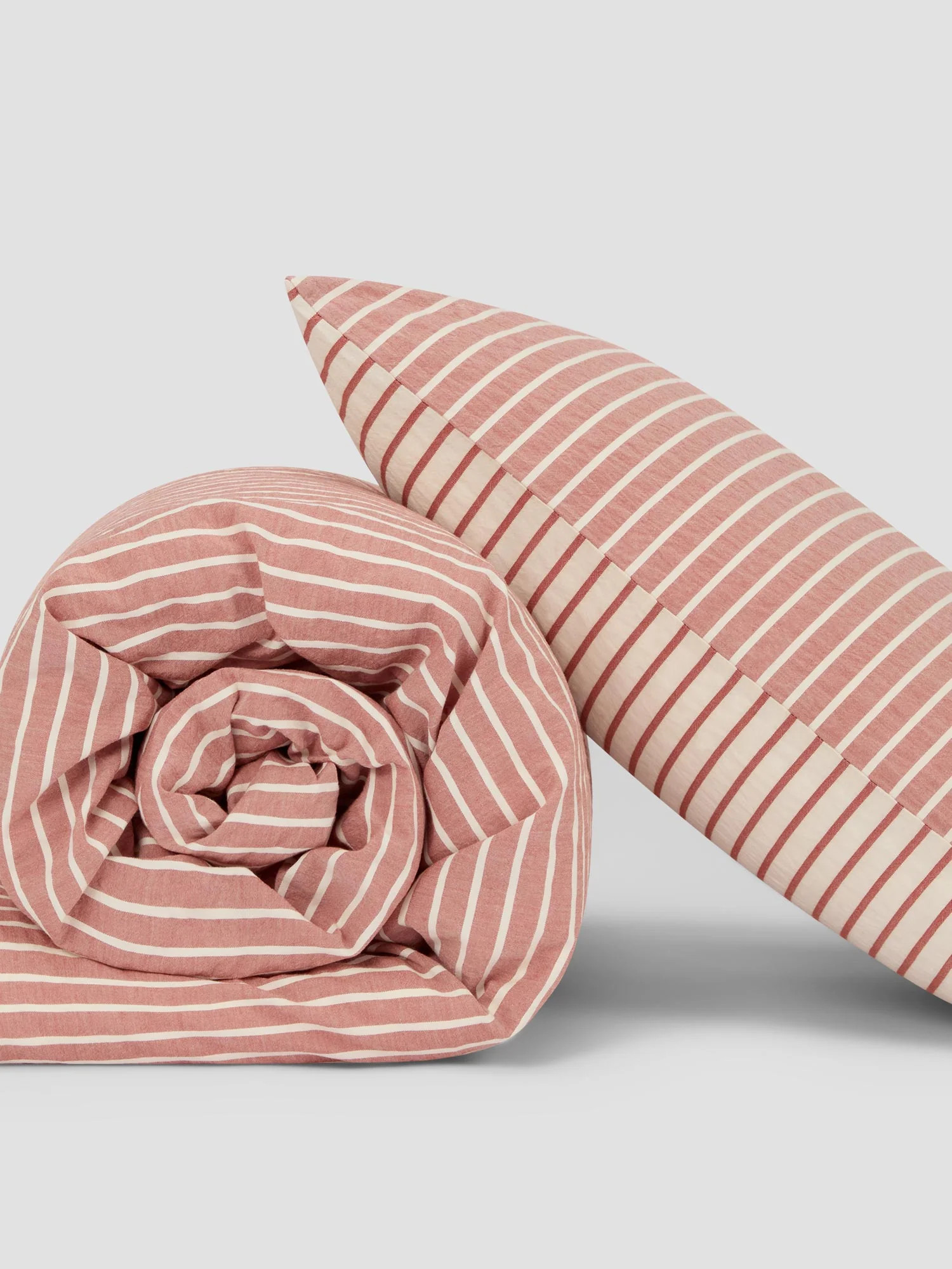 Auburn Red Texture Stripe Cotton Kids Bedding Set | Piglet