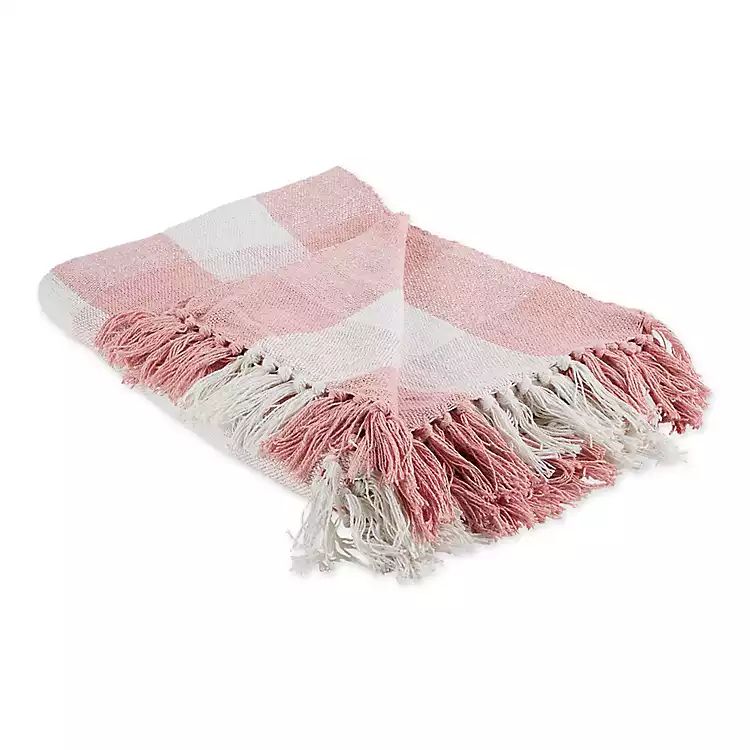 Pink and White Buffalo Check Throw | Kirkland's Home