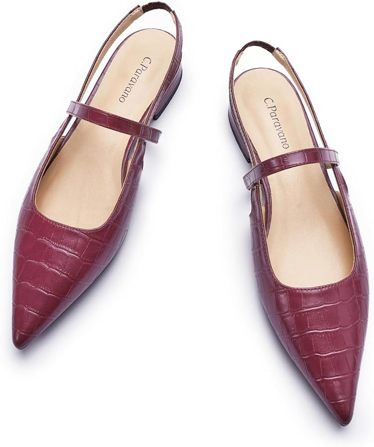 C.Paravano Women's Slingback Flats Pointed Toe Slingback Shoes Women's Pointed Toe Slingback Heel... | Amazon (US)