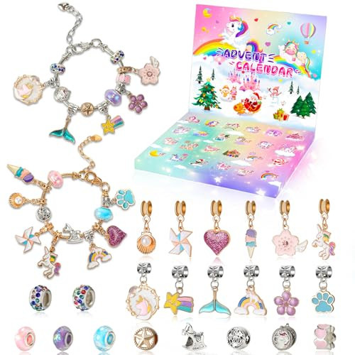 Unicorn Advent Calendar 2024, 24 Days Christmas Countdown Calendar with 2pcs DIY Charm Bracelets Kits, DIY Christmas Charm Bracelet Gifts | Amazon (US)