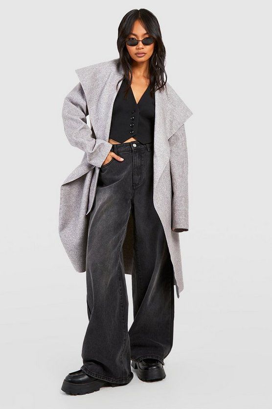 Belted Waterfall Coat | Boohoo.com (US & CA)