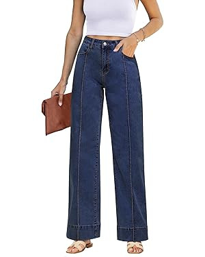 luvamia Wide Leg Jeans for Women Trendy High Waist Straight Leg Baggy Jeans Stretchy Denim Pants ... | Amazon (US)