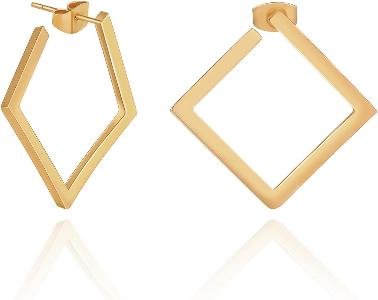 DoreenBox Gold Hoop Earrings for Women Girls, 18K Gold Plated Thick Hoop Earrings Jewelry Gift fo... | Amazon (US)