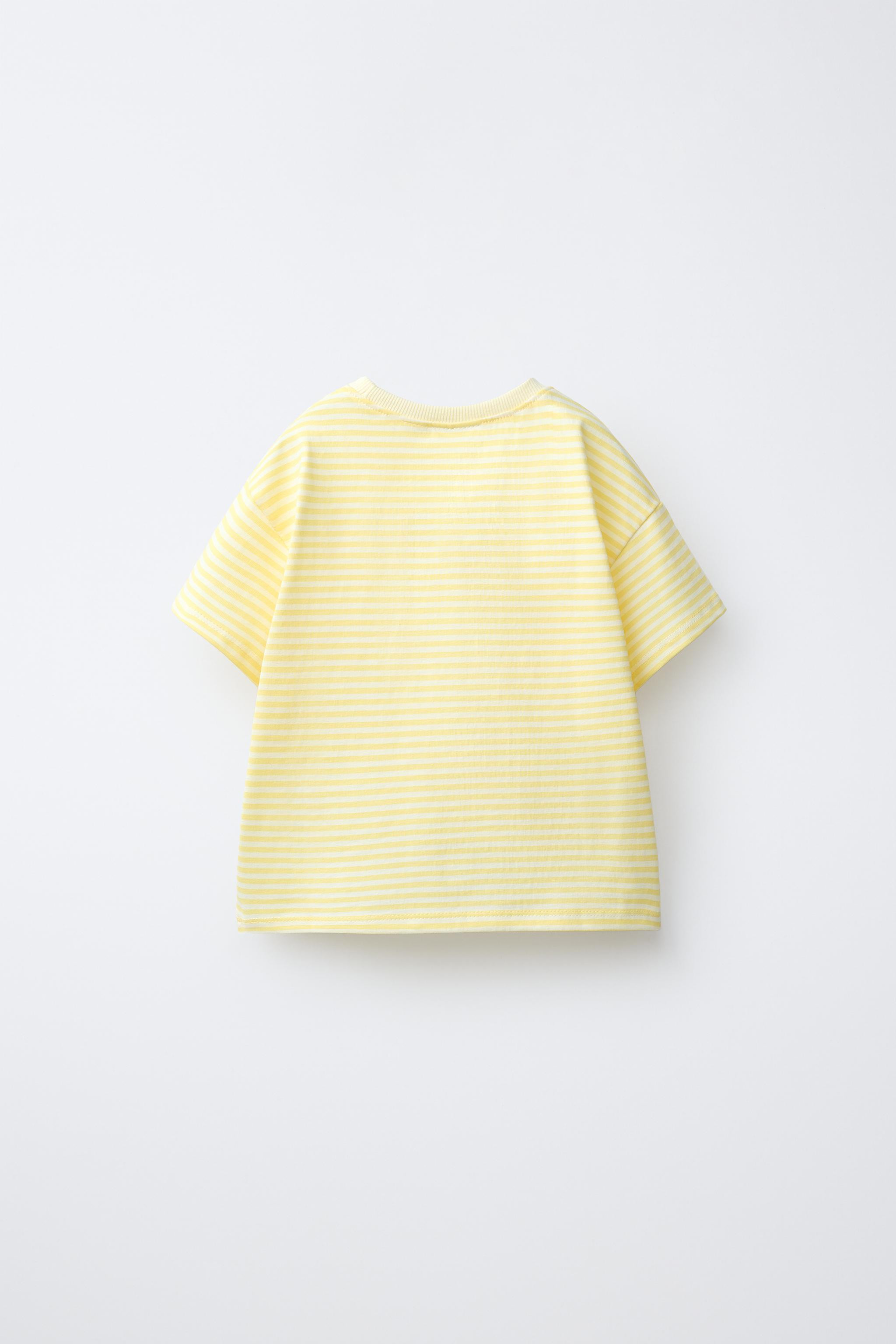 STRIPED T-SHIRT WITH EMBOSSED DETAILS | Zara US