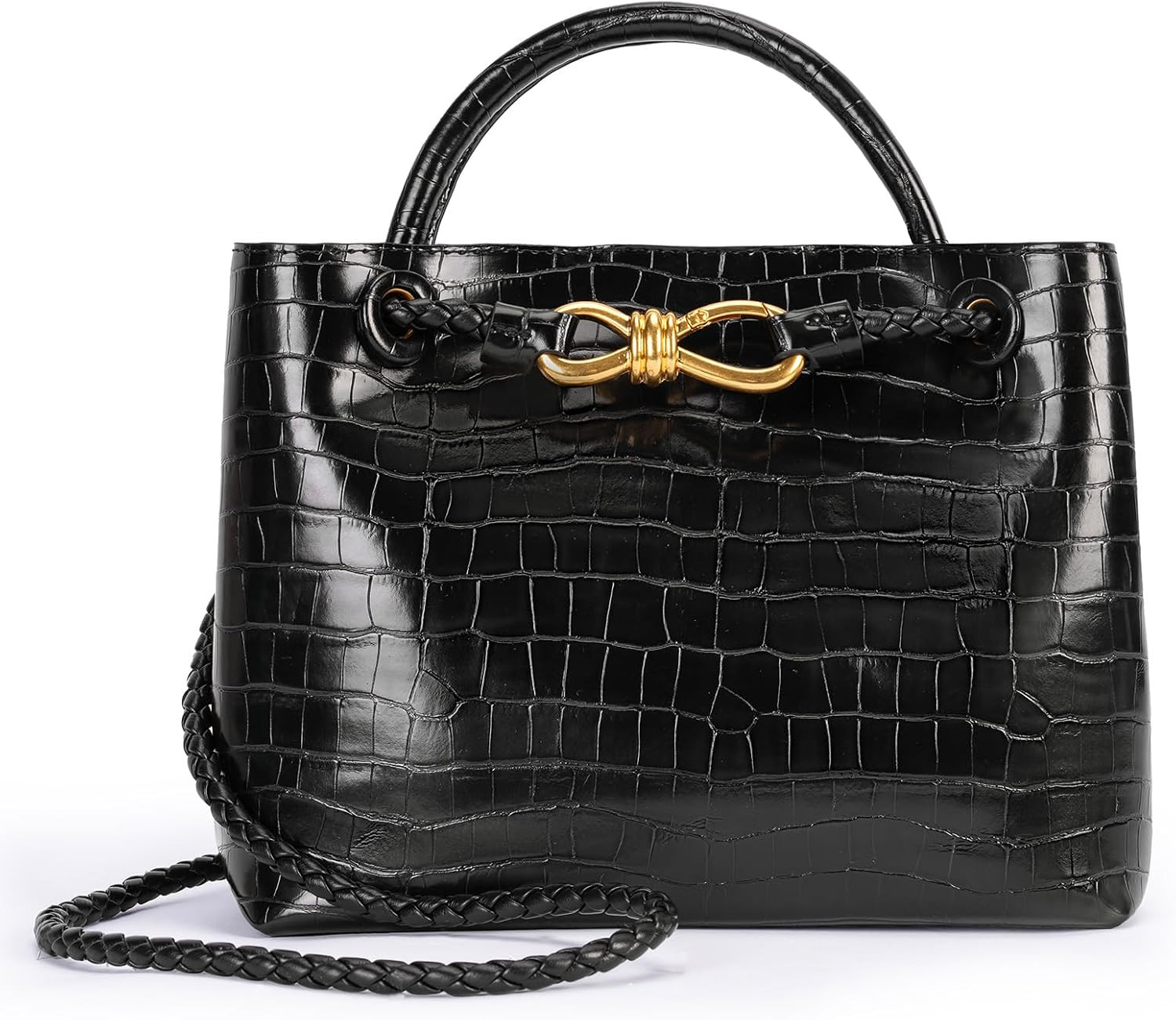 Woven Tote Bag for Women Leather Shoulder Handbag Designer Top Handle Purses | Amazon (US)