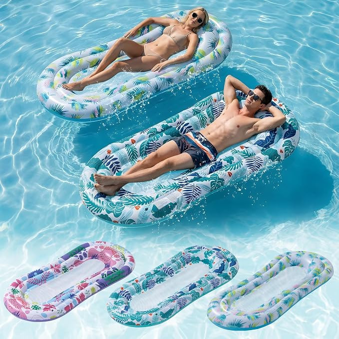 Pool Floats Lounger, 3 Pack Inflatable Pool Float Adult Size Water Hammock, Pool Floats Rafts Flo... | Amazon (US)