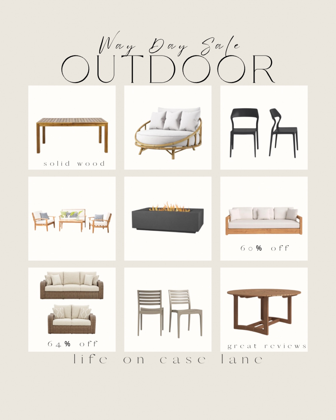 Wayfair favorites in outdoor. 

#LTKxWayDay 
Outdoor table, fire table, outdoor couch, outdoor sofa, outdoor lounge chair, outdoor dining chair 

#LTKsalealert #LTKhome #LTKSeasonal