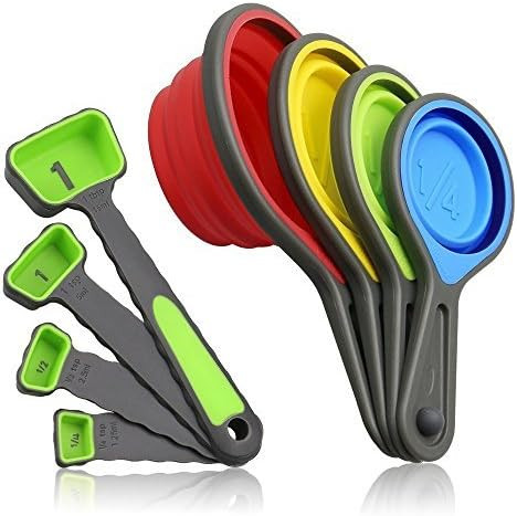 Measuring Cups and Spoons set, Collapsible Measuring Cups, 8 piece Measuring Tool Engraved Metric... | Amazon (US)