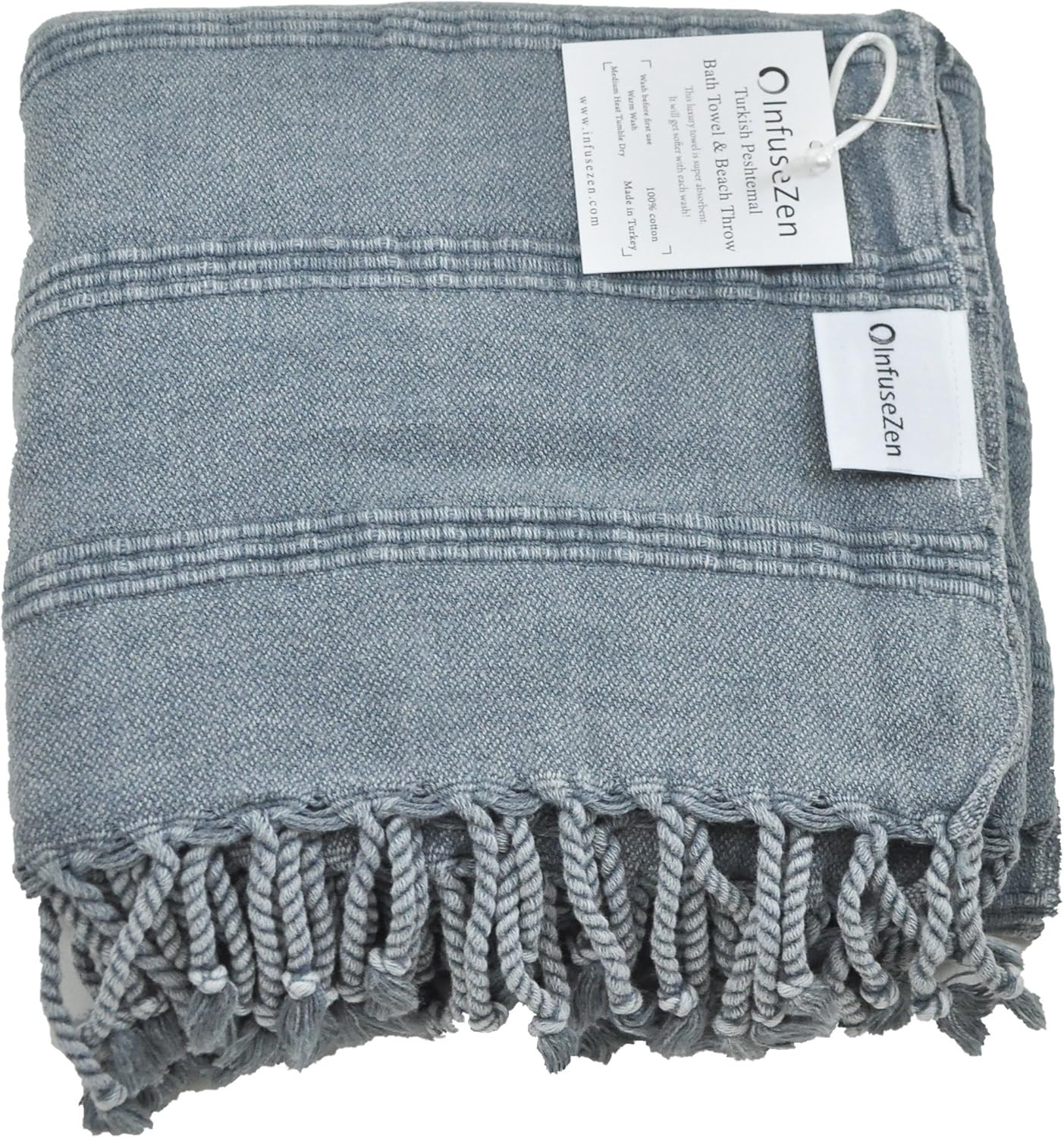 InfuseZen Stonewashed Turkish Towel, Thin Absorbent Bath Towel, Beach Towel and Pool Towel, Large... | Amazon (US)