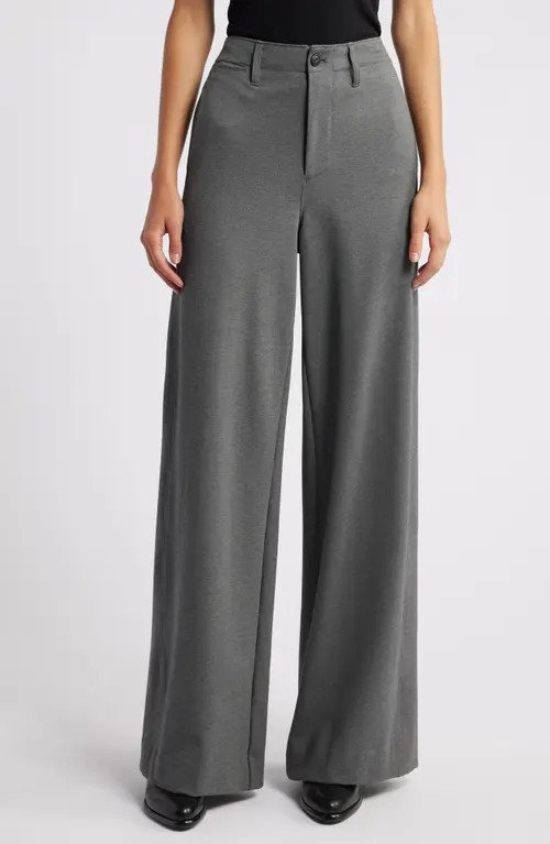 rag & bone Sofie High Waist Wide Leg Ponte Knit Pants in Charcoal at Nordstrom, Size 8 | Nordstrom