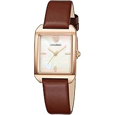 L LAVAREDO Women's Leather Strap Watch Waterproof Analog Watches Rectangle Dress Watch for Women ... | Amazon (US)