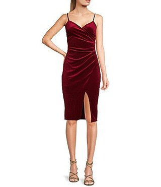 Honey and Rosie V-Neck Sleeveless Stretch Velvet Dress - L | Dillard's