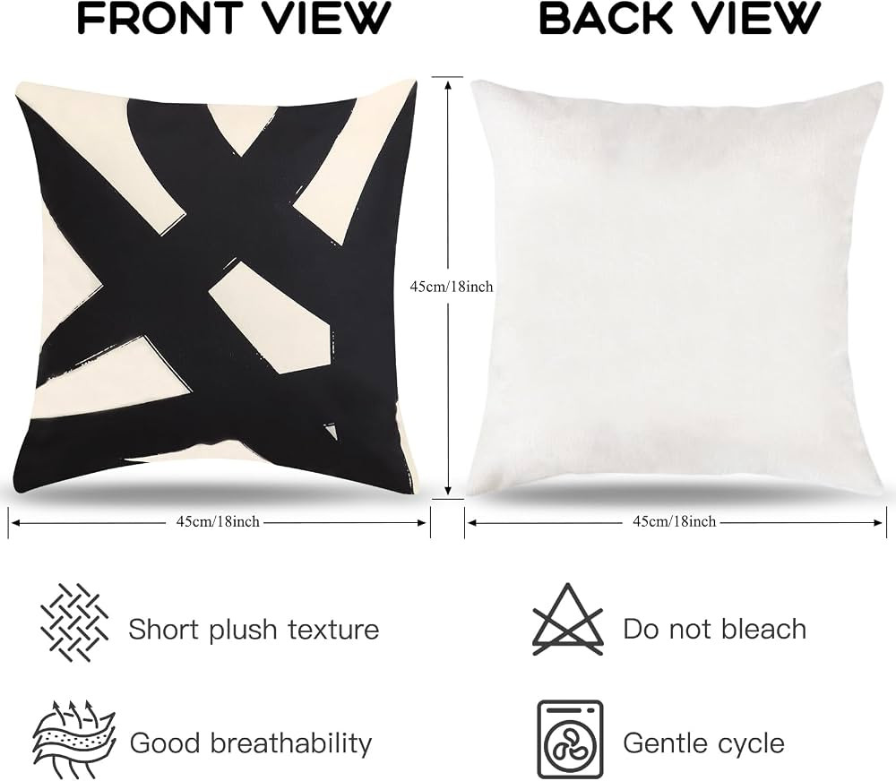 MEIVINES Black And Beige Cushion Covers 45x45CM Set Of 4 Modern Abstract Art Cushion Covers Moder... | Amazon (UK)