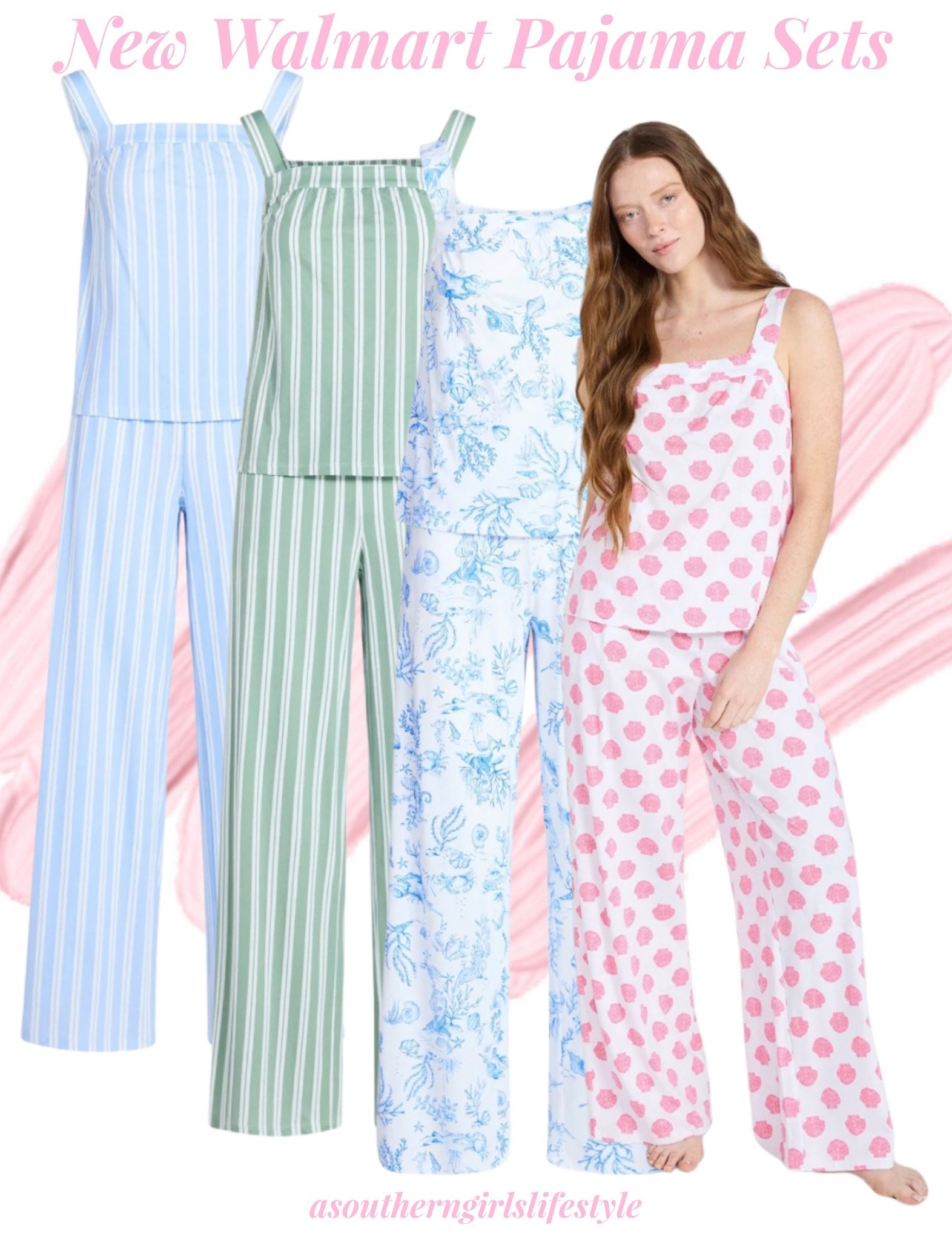 Adorable New Pajama Sets at Walmart! Love the soft hues! Great for loungewear around the house too & vacations!

Blue Stripes, Green Stripes, Blue Beach Pring & Pink Seashels. 

Joyspun Women's Wide Strap Cotton Tank Top & Pants Pajama Set

Spring Outfits 2026. Vacation Outfits Beach 

#LTKPetite 

#LTKSeasonal #LTKootd #LTKgrwm