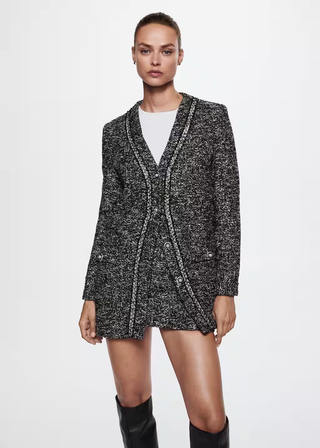 Tweed jacket with jewel buttons -  Women | Mango USA | MANGO (US)