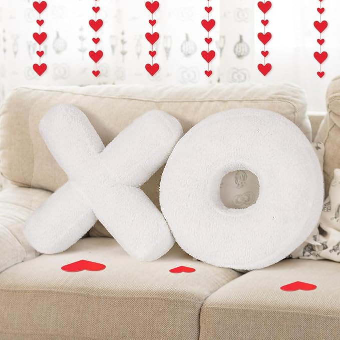 2 Pcs Valentine's Day XO Pillow Plush White Cute Plush Soft Throw Pillows for Bedroom Living Room... | Amazon (US)