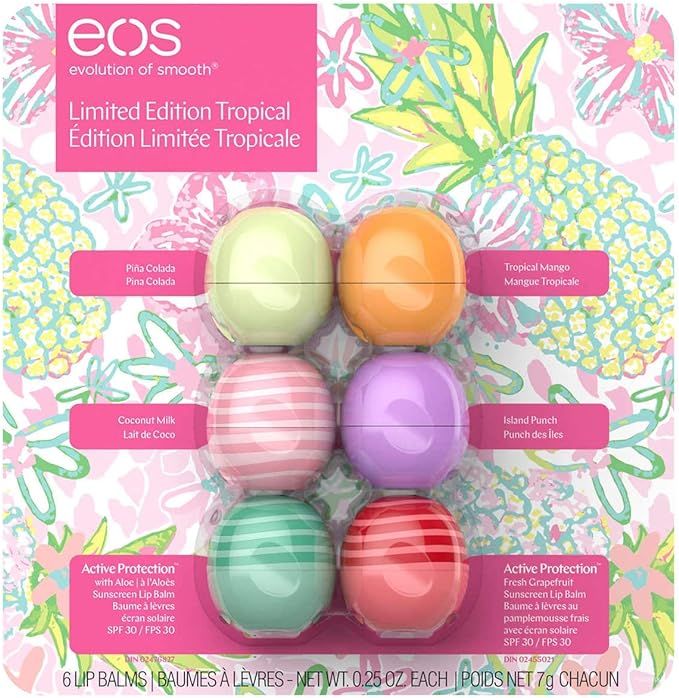 EOS 6 CT Variety Pack, Limited Edition Lip Balm Spheres, Variety Pack 6 Count - Pina Colada, Trop... | Amazon (US)