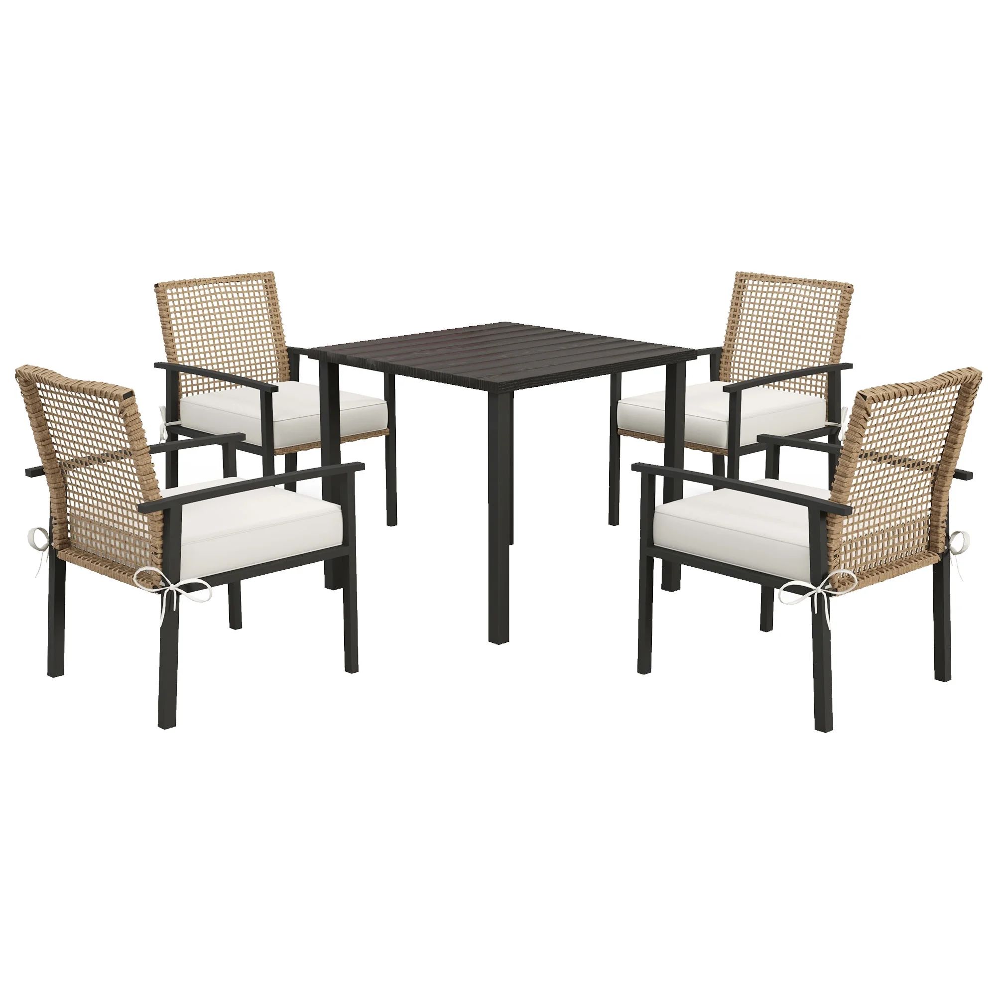 Outsunny Outdoor Patio Dining Set, Chairs & Table, Beige | Walmart (US)