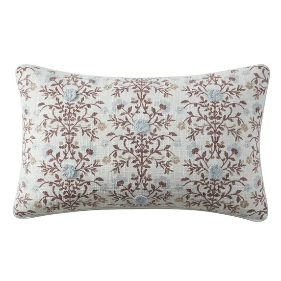 My Texas House 14" x 24" Fara Dusty Mauve Floral Cotton Decorative Pillow Cover | Walmart (US)