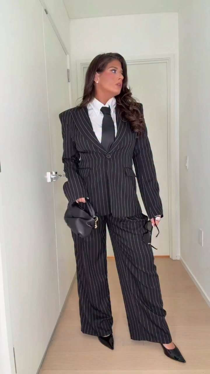 Can't talk, very very busy...🖤 Pinstripe suit is from Naked Wardrobe but linking similar. 

 

#LTKNYFW #LTKgrwm #LTKootd