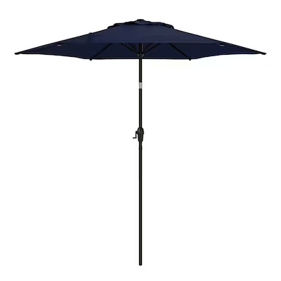 Style Selections 7.5-ft Steel Navy Push-button Tilt Market Patio Umbrella | Lowe's