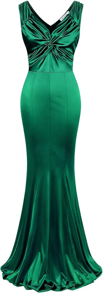 MUXXN Women's 1950s Vintage Sleeveless Ruffle V Neck Mermaid Hem Cocktail Evening Gowns Dresses... | Amazon (US)