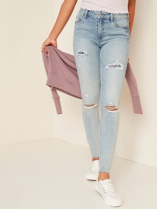 Mid-Rise Distressed Rockstar Cut-Off Ankle Jeans for Women | Old Navy (US)