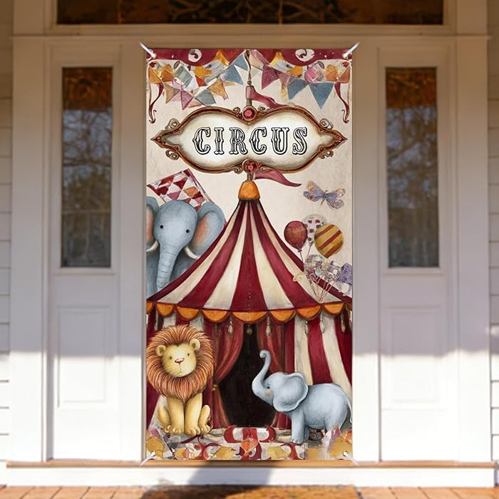Nuxovilar Carnival Circus Banner Polyester & Diatom Mud Blend 35x70 Inches Vintage Animal Tent Do... | Amazon (US)