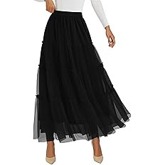PRETTYGARDEN Tulle Skirts for Women 2025 Fall Fashion Elastic High Waisted Fairy Tiered Flowy A-L... | Amazon (US)