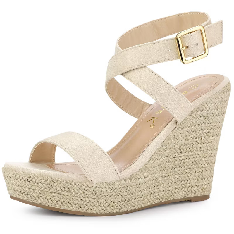 Allegra K Women's Slingback Crisscross Espadrille Wedges Heel Sandals | Target