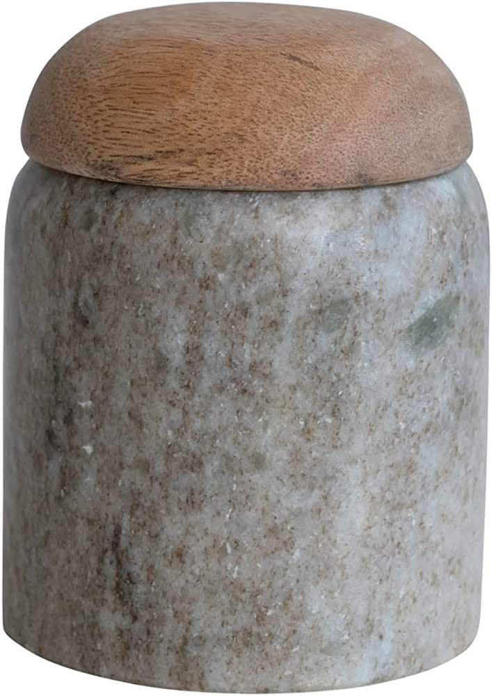 Creative Co-Op Modern Marble Canister with Wood Lid, Natural | Amazon (US)