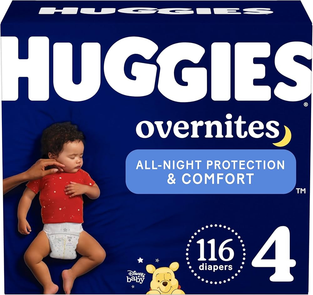 Huggies Size 4 Overnites Baby Diapers: Overnight Diapers, Size 4 (22-37 lbs), 116 Ct (2 Packs of ... | Amazon (US)