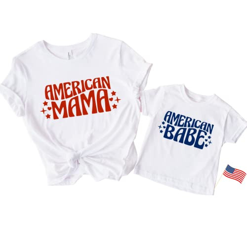 All American Mama Babe 4th of July Mommy and Me Matching Tshirts, Mother Daughter 4th of July Out... | Amazon (US)