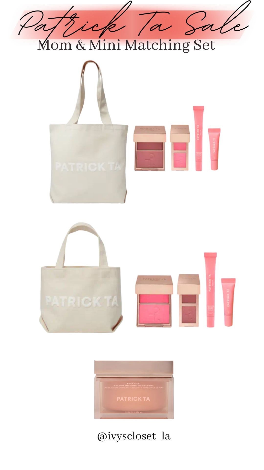 Patrick Ta blush sale! Matching mini set and bag under $100! Spend $10 more and get a free body cream! 

#LTKMothersDay #LTKBeauty #LTKSaleAlert