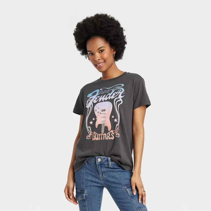 Women's Fender Guitar Short Sleeve Graphic T-Shirt - Black | Target