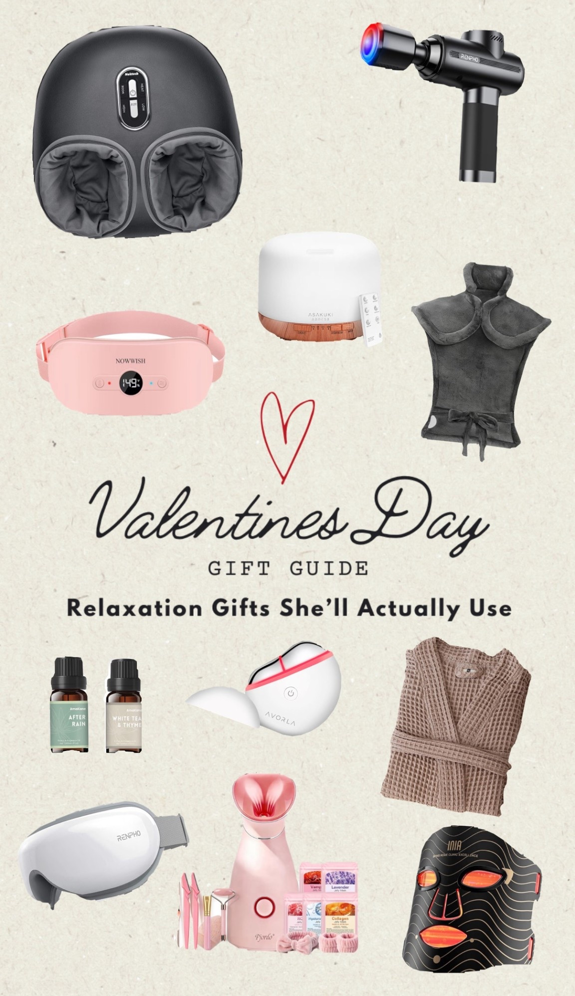 Valentine’s Day doesn’t have to be over-the-top 💗
These are relaxation gifts she’ll actually use — perfect for cozy nights in, stress relief, and everyday unwinding.

Bookmark this for last-minute Valentine’s gifting 🫶🏼

#LTKGiftGuide #LTKWellness #ValentinesGiftsForHer #ValentinesGiftIdeas #Under100 #GiftsUnder100 #Cozy #Relaxation #SpaDay #CozyNightIn #ForHer #AtHomeWellness #FromHome #GiftsForHer #Wife #Girlfriend #Daughter #Bestfriend

#LTKValentine #LTKselfcare #LTKHome #LTKBeauty