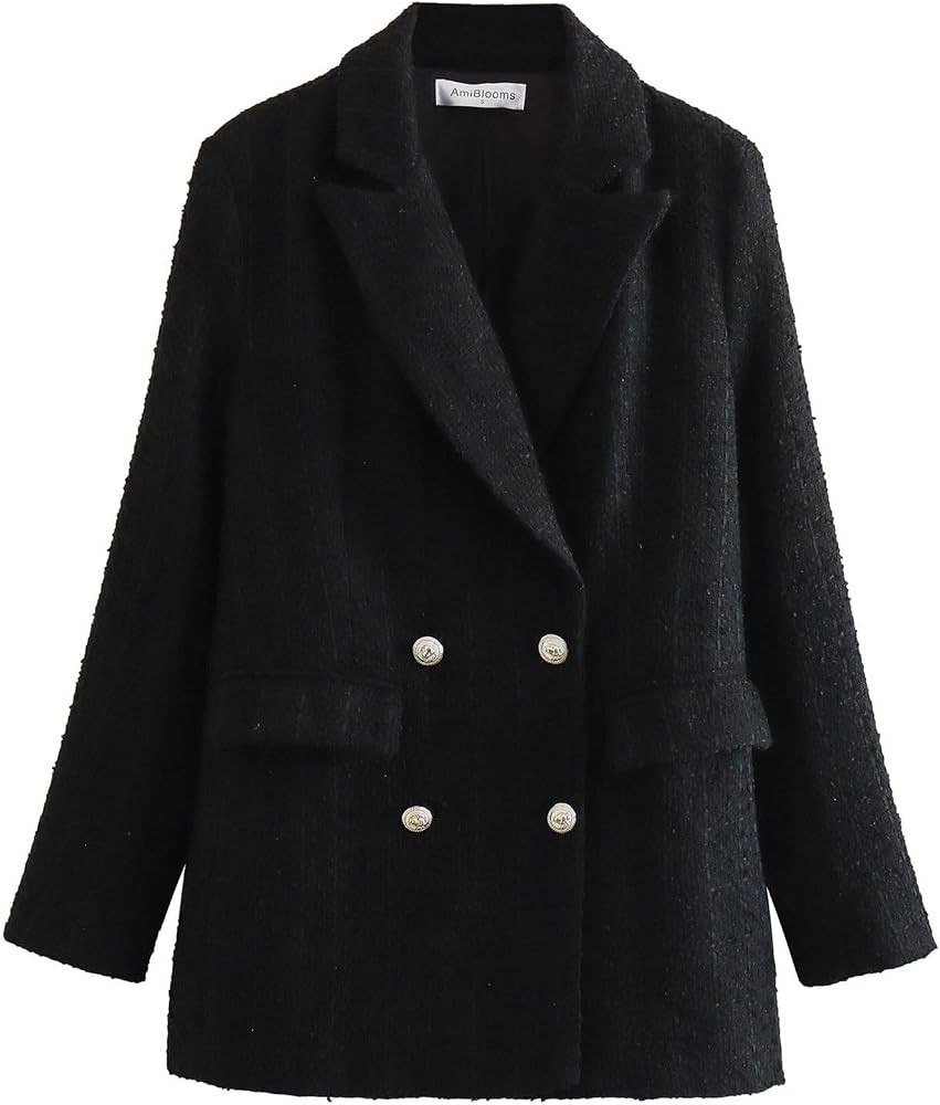 Womens Tweed Blazers Jackets Trendy Long Sleeve Double Breasted Lapel Suits Blazer Elegant Dressy... | Amazon (CA)