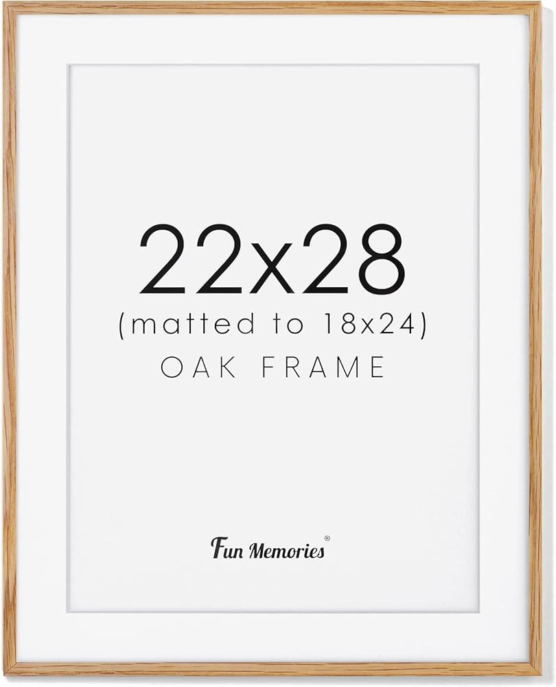 22x28 Picture Frame, Solid Oak Wood Poster Frame 22 x 28, Rustic Wood 22x28 Frame Matted to 18x24... | Amazon (US)