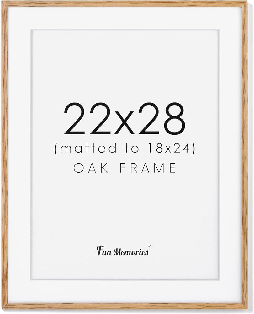 22x28 Picture Frame, Solid Oak Wood Poster Frame 22 x 28, Rustic Wood 22x28 Frame Matted to 18x24... | Amazon (US)