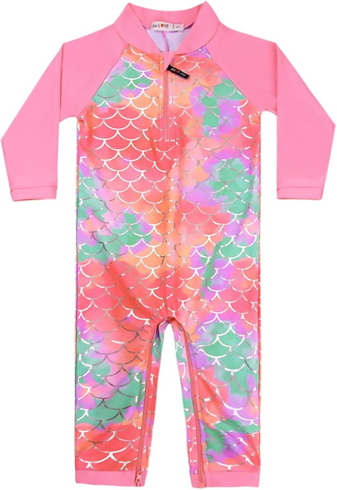weVSwe Baby Girl Toddler Rash Guard Swimsuit Sun Protection Beachwear Zipper Bathing Suit 0-3 Yea... | Amazon (US)