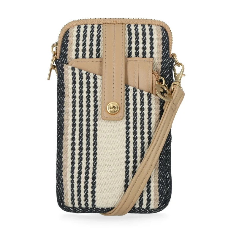 Time and Tru Women's Lanie Phone Wallet Polyester Canvas Stripe | Walmart (US)