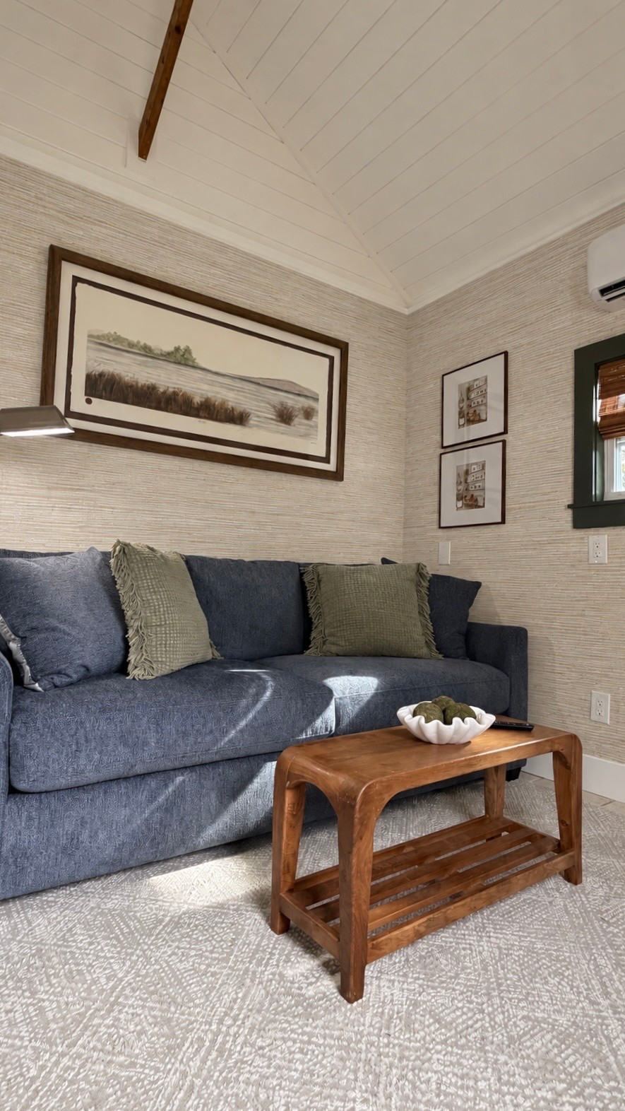 Our tiny bungalow Guest house makeover. Couch is from rooms to go, can’t link. Table is from home sense. Linked what I could