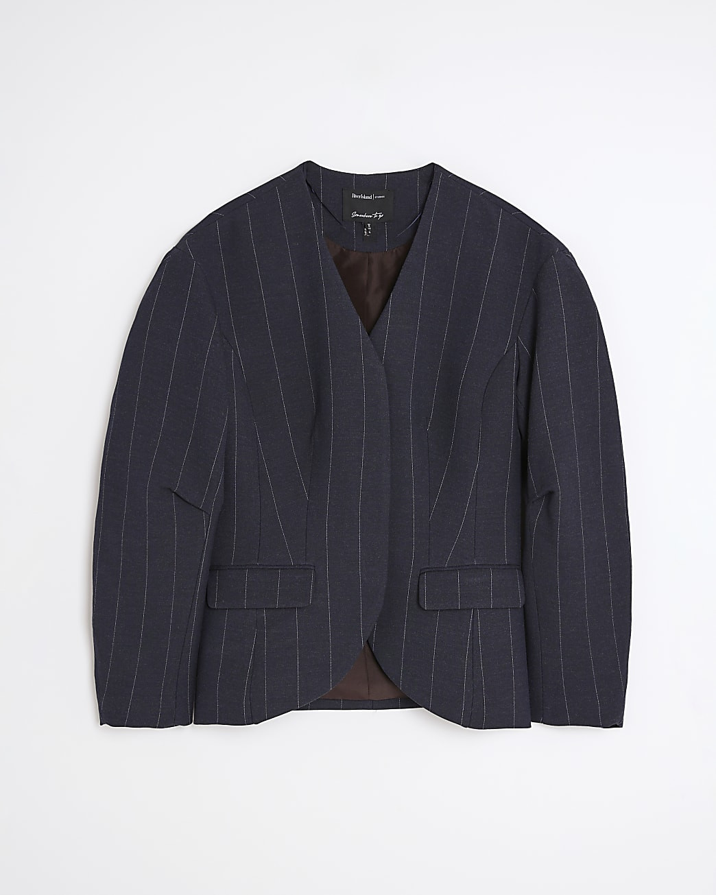 Navy Pinstripe Cocoon Sleeve Blazer | River Island UK & IE