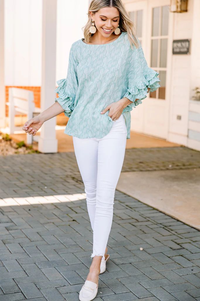 It's Your Moment Mint Green Ruffled Blouse | The Mint Julep Boutique