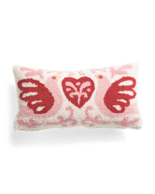 9x16 Doves Heart Folk Hooked Pillow | TJ Maxx
