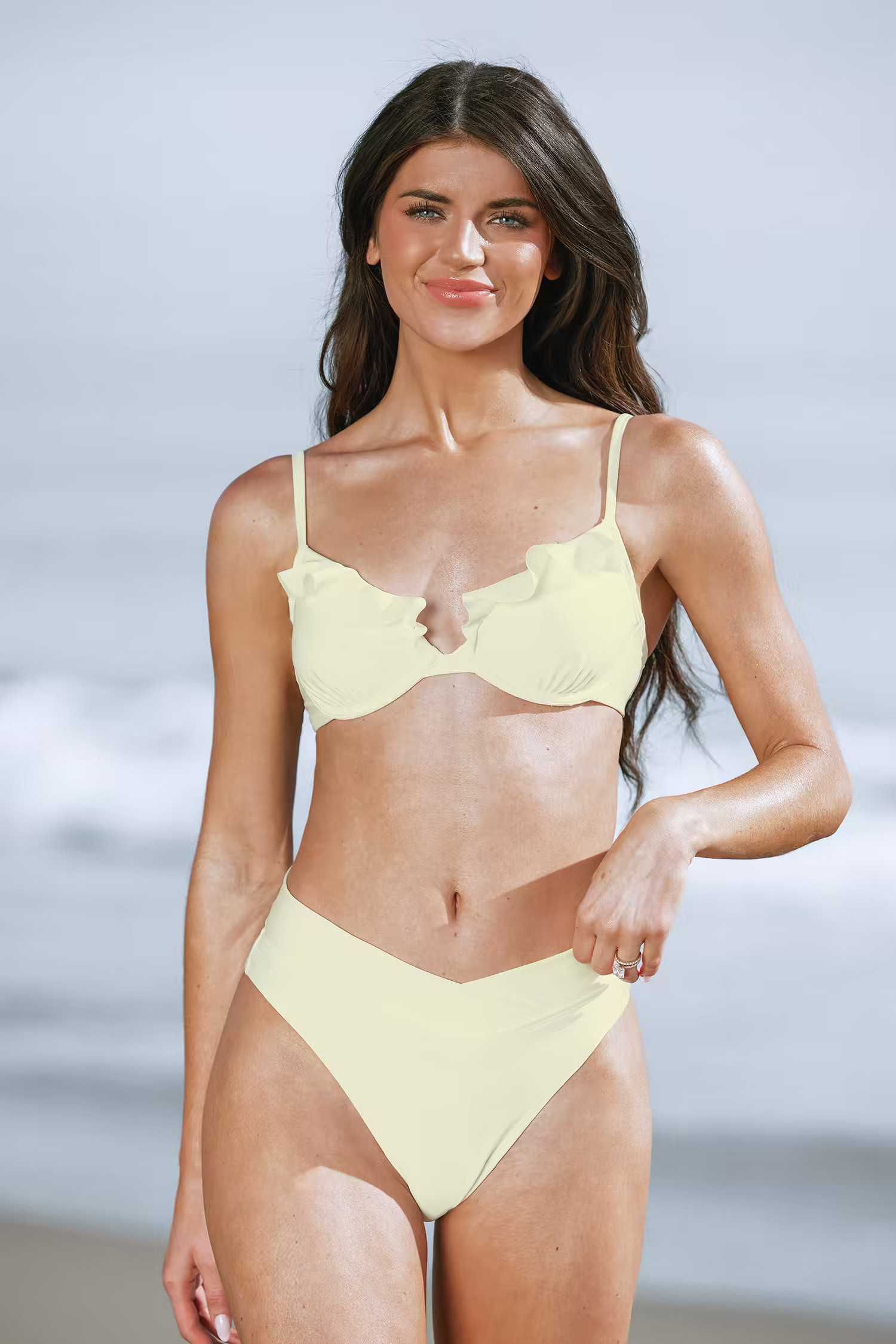 Ruffled Underwire Top & High Waist Bikini Set | Cupshe US