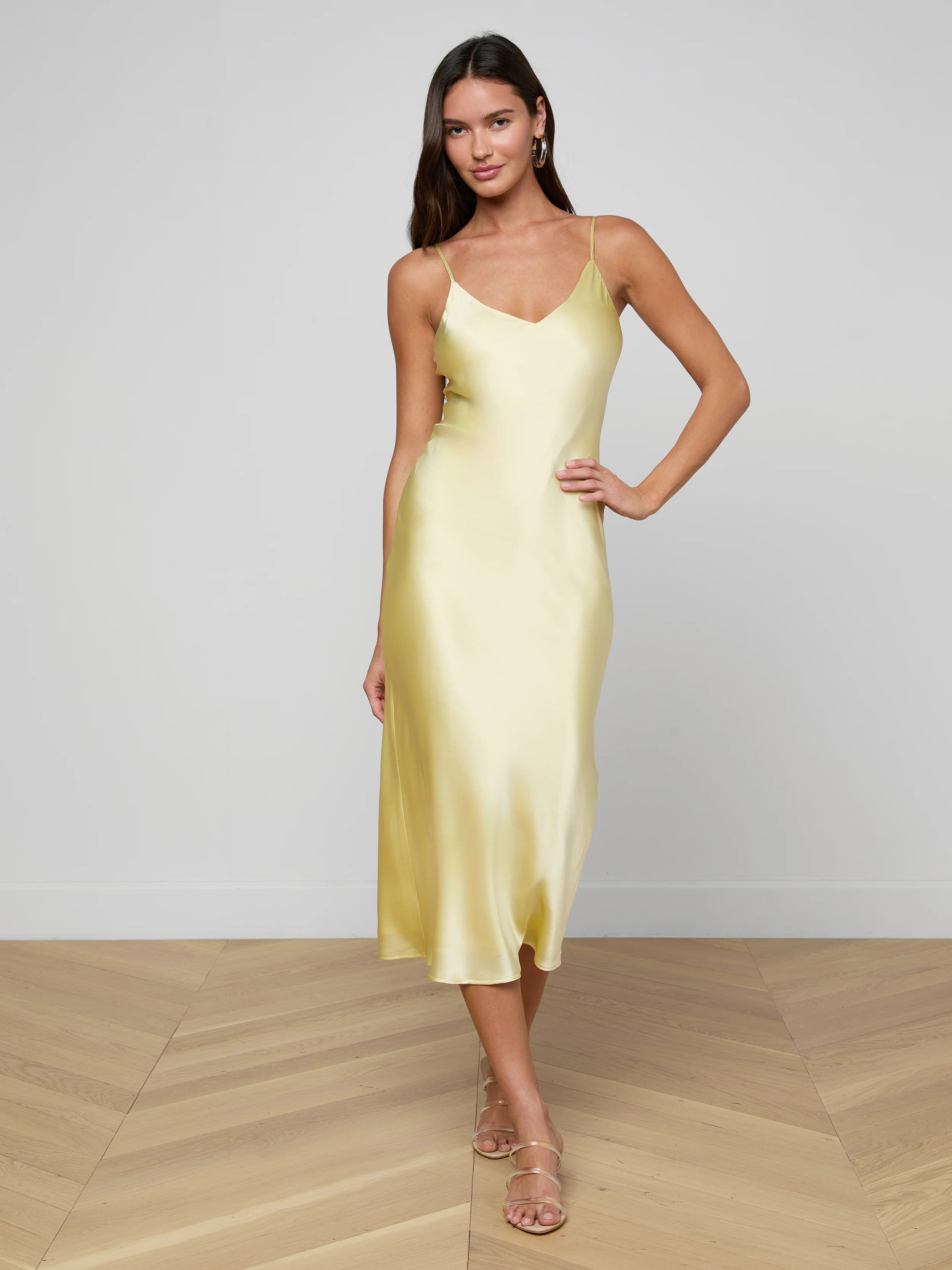 L'AGENCE Seridie Silk Slip Dress In Lemon Sorbet | L'Agence