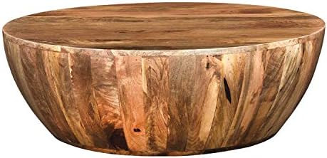 The Urban Port Mango Wood Coffee Table in Round Shape, Dark Brown | Amazon (US)